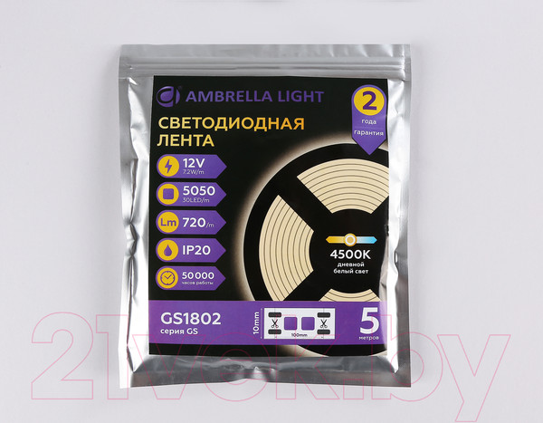 Изображение товара Светодиодная лента Ambrella 5050 30Led 7.2W 4500K / GS1802
