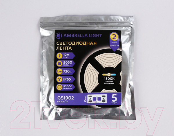 Изображение товара Светодиодная лента Ambrella 5050 30Led 7.2W IP65 4500K / GS1902
