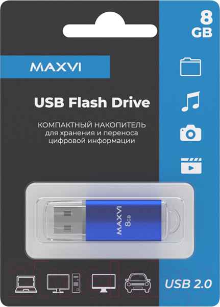 Изображение товара USB flash накопитель Maxvi MP 8GB 2.0 (синий)