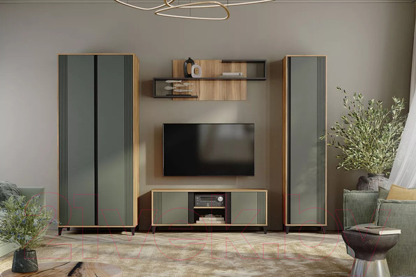 Изображение товара Шкаф-пенал Stolline Богемия однодверный / 463.02 (дуб барокко/зеленый)