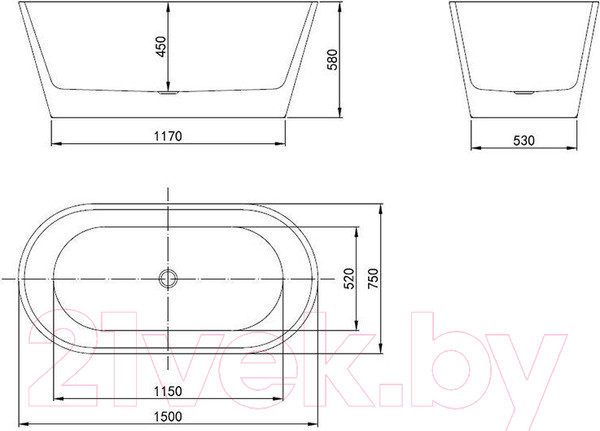 Изображение товара Ванна акриловая Oasis OS-150-75