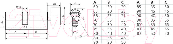 Изображение товара Цилиндровый механизм замка Lockit A6P37Т31 AL68 37C/31 ZCN
