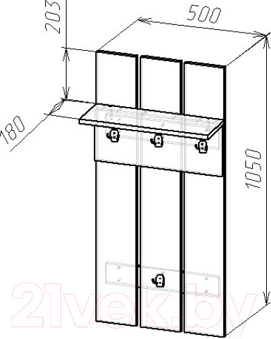 Изображение товара Вешалка для одежды Мебель-Класс Тайм-2 (белый/дуб сонома)