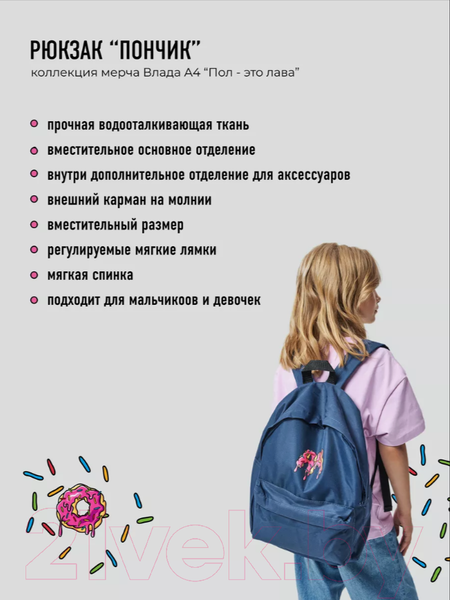 Изображение товара Детский рюкзак Sled Влад А4 41x12x31 (синий)