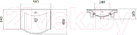 Изображение товара Тумба с умывальником Гамма Р24оФ8/2-У60 Альбатрос-10060