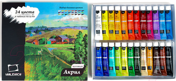 Изображение товара Акриловые краски Малевичъ 618901 (24цв)