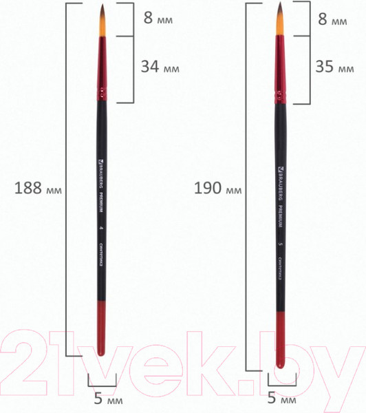 Изображение товара Набор кистей Brauberg Premium / 201025 (5шт)