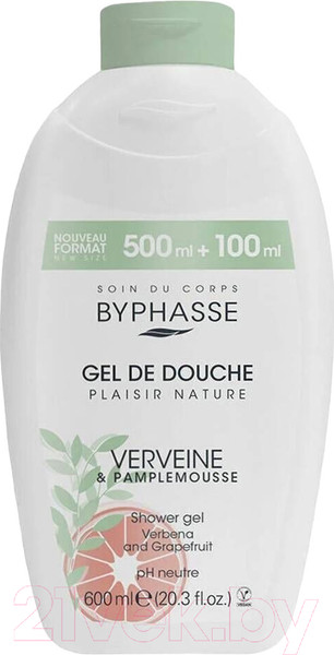 Изображение товара Гель для душа Byphasse Plaisir Nature Вербена и Грейпфрут (600мл)