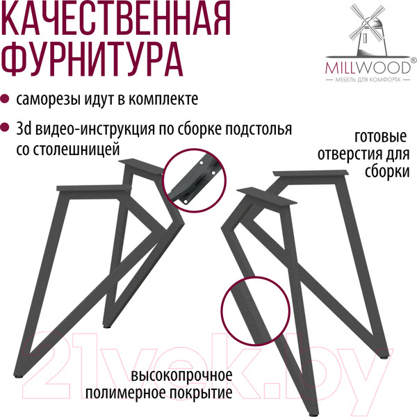 Изображение товара Подстолье Millwood Женева ПФ (графит)