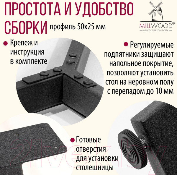 Изображение товара Подстолье Millwood Мюнхен Разборное 160x80 ПФ (графит)