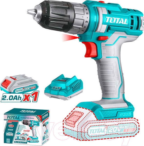 Изображение товара Аккумуляторная дрель-шуруповерт TOTAL TDLI200518