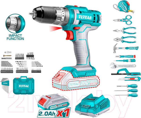 Изображение товара Аккумуляторная дрель-шуруповерт TOTAL THKTHP11652