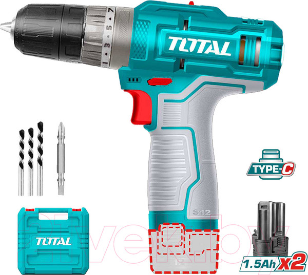 Изображение товара Аккумуляторная дрель-шуруповерт TOTAL TIDLI12202