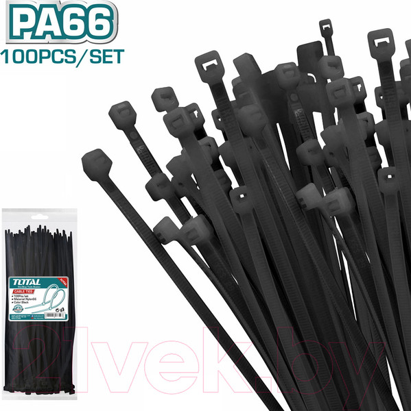 Изображение товара Стяжка для кабеля TOTAL THTCTB50090 (100шт)