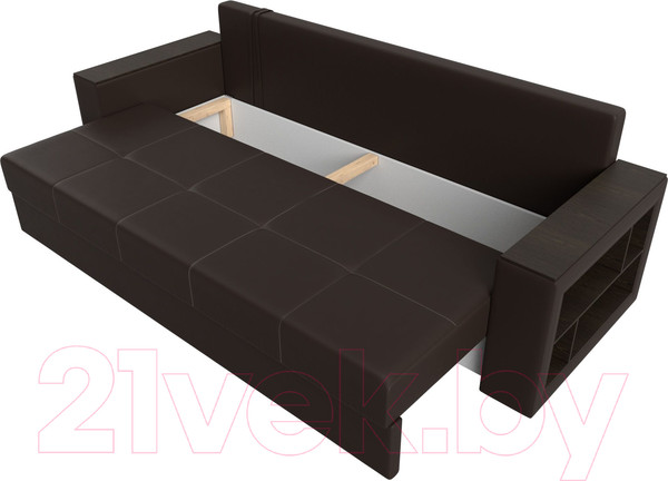 Изображение товара Диван Лига Диванов Дубай Лайт полки справа / 114336 (экокожа коричневый)