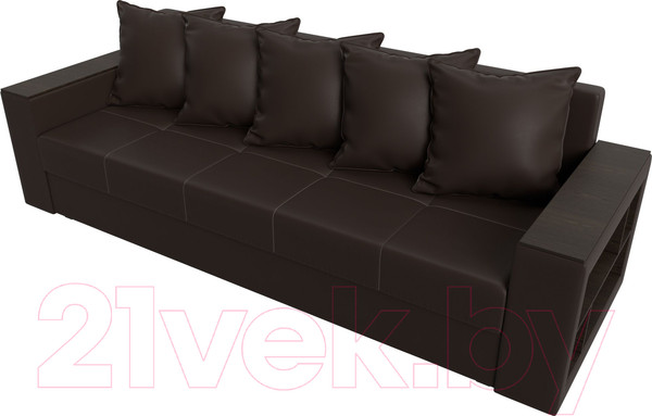 Изображение товара Диван Лига Диванов Дубай Лайт полки справа / 114336 (экокожа коричневый)