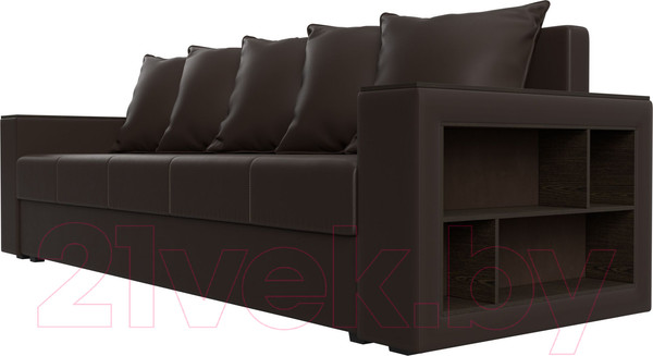 Изображение товара Диван Лига Диванов Дубай Лайт полки справа / 114336 (экокожа коричневый)
