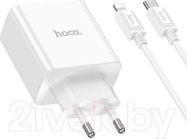 Изображение товара Зарядное устройство сетевое Hoco C108A + кабель Type-C-Lightning / 6931474784445 (белый)
