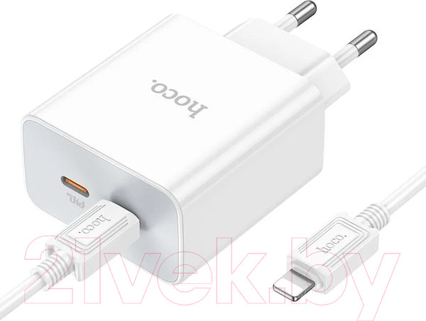 Изображение товара Зарядное устройство сетевое Hoco C108A + кабель Type-C-Lightning / 6931474784445 (белый)