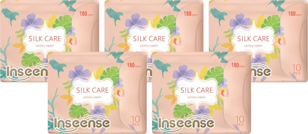 Изображение товара Прокладки гигиенические Inseense Silk Care с крылышками / InsSC180/10/М5 (5x10шт)