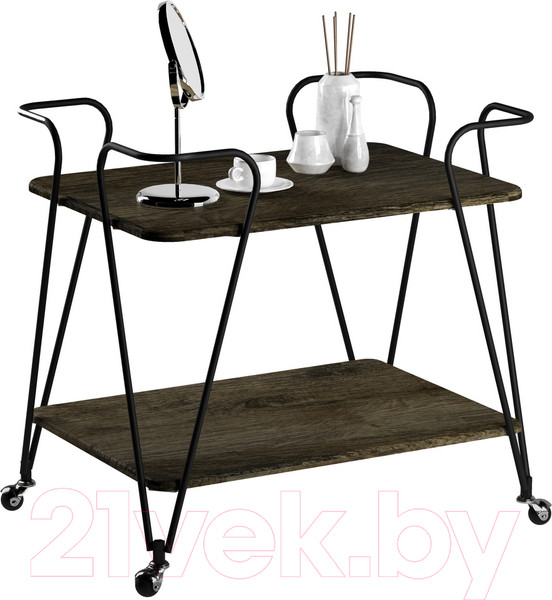 Изображение товара Сервировочный столик Мебелик Эстер (черный/дуб маррон)