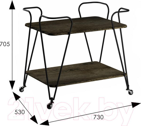 Изображение товара Сервировочный столик Мебелик Эстер (черный/дуб маррон)