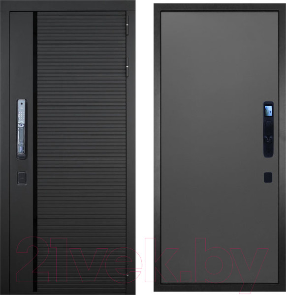 Изображение товара Входная дверь ГРАНИТ Пиано Смарт 77 графит нубук (86x205, правая)