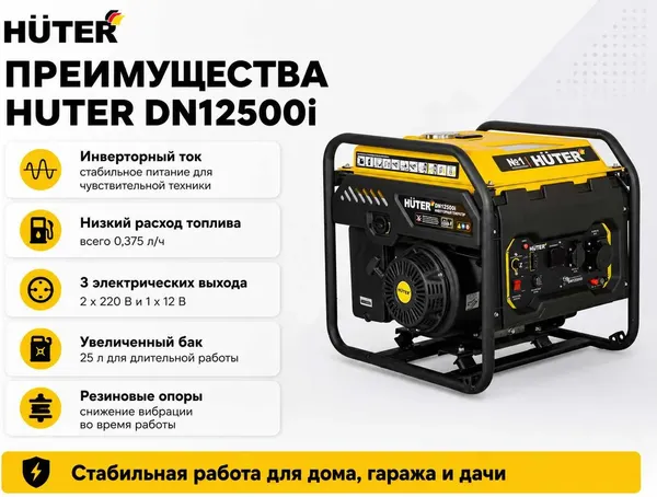 Изображение товара Инверторный генератор Huter DN12500i (64/10/12)