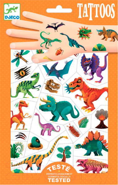 Изображение товара Временная татуировка Djeco Набор татуировок детских Динозавры / 09598