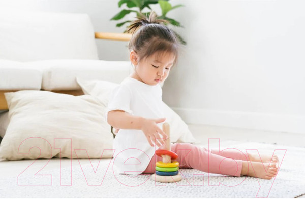 Изображение товара Развивающий игровой набор Plan Toys Пирамидка Поверни и собери / 5457