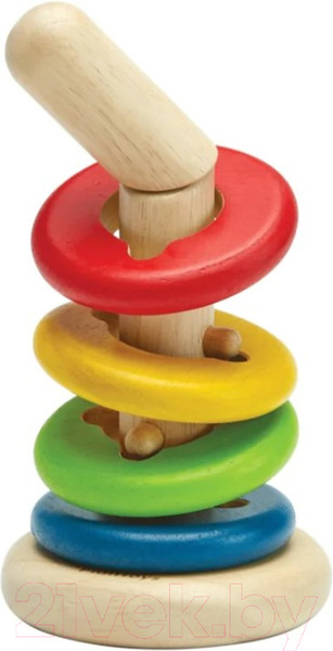 Изображение товара Развивающий игровой набор Plan Toys Пирамидка Поверни и собери / 5457