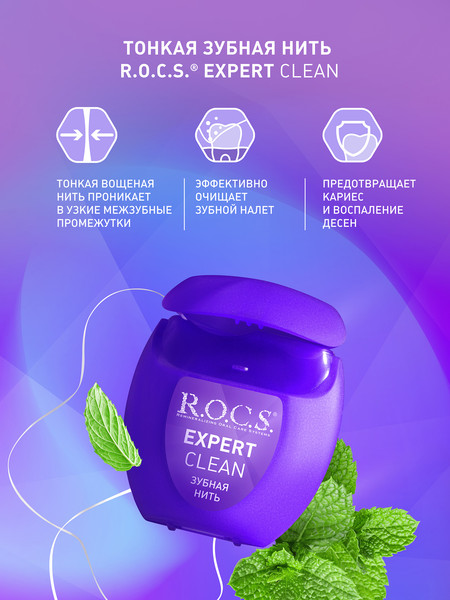 Изображение товара Зубная нить R.O.C.S. Expert Clean (40м)
