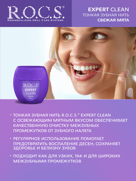 Изображение товара Зубная нить R.O.C.S. Expert Clean (40м)