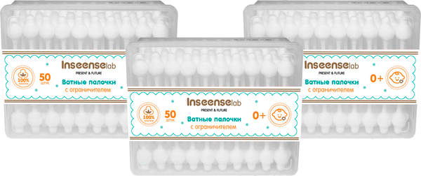 Изображение товара Ватные палочки Inseense С ограничителем / Ins50pa/M3 (3x50шт)