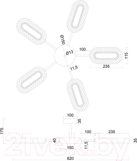 Изображение товара Люстра Arte Lamp Ovale A2489PL-5GO