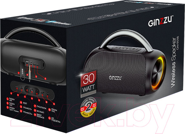 Изображение товара Портативная колонка Ginzzu GM-909B