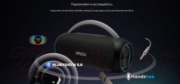 Изображение товара Портативная колонка Ginzzu GM-909B