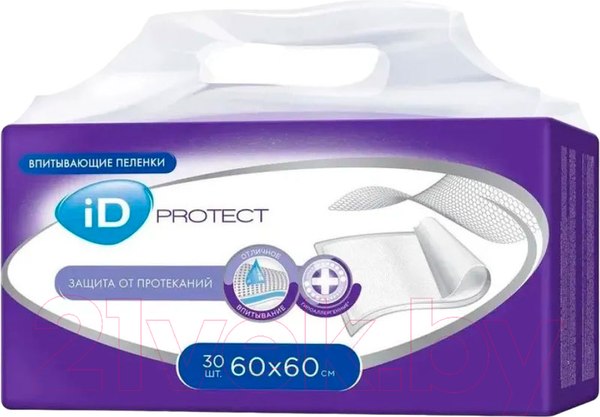 Изображение товара Набор пеленок одноразовых впитывающих ID Protect 60x60 (30шт)