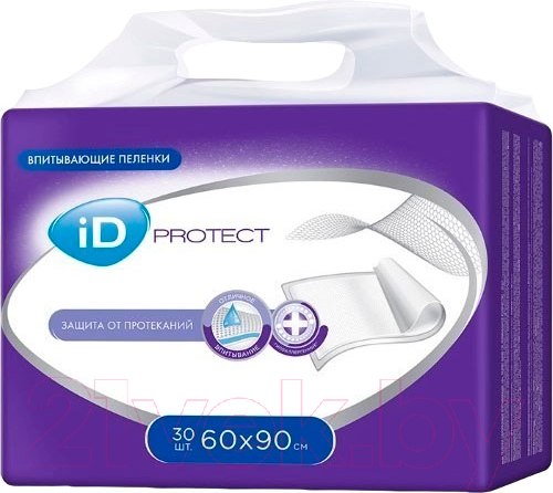 Изображение товара Набор пеленок одноразовых впитывающих ID Protect 60x90 (30шт)
