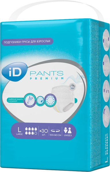 Изображение товара Трусы впитывающие для взрослых ID Pants Premium L (30шт)