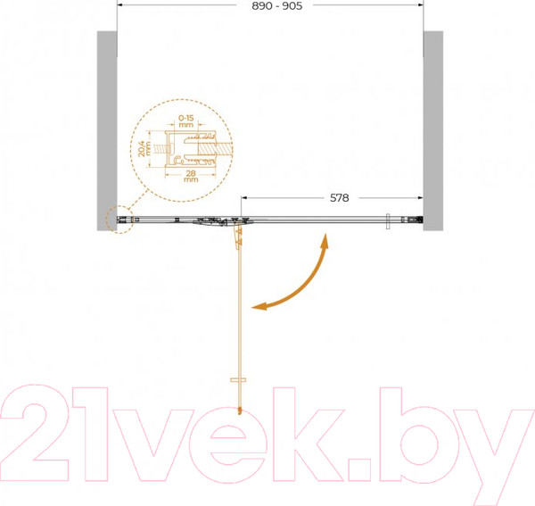 Изображение товара Душевая дверь Cezares Liner-B-12-90-C-NERO-L