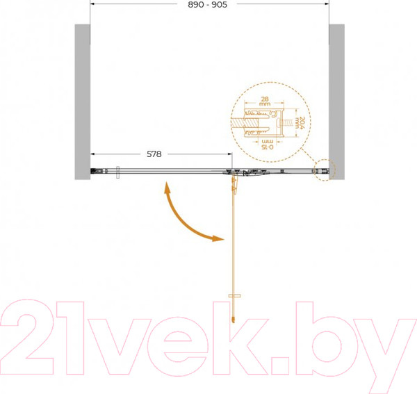 Изображение товара Душевая дверь Cezares Liner-B-12-90-C-NERO-R
