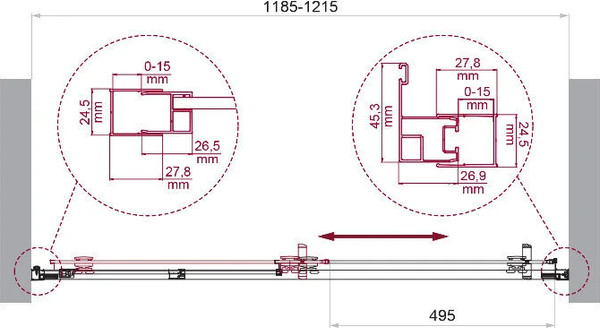 Изображение товара Душевая дверь BelBagno Luce-BF-1-120-C-NERO