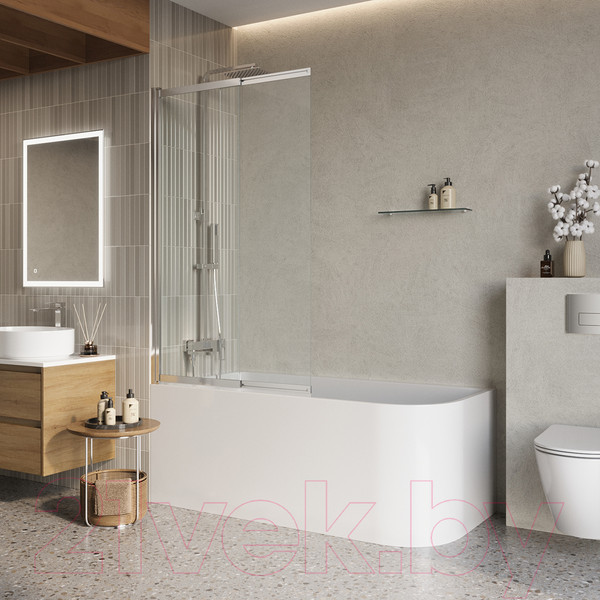 Изображение товара Стеклянная шторка для ванны BelBagno Luce-VF-11-90/145-C-Cr