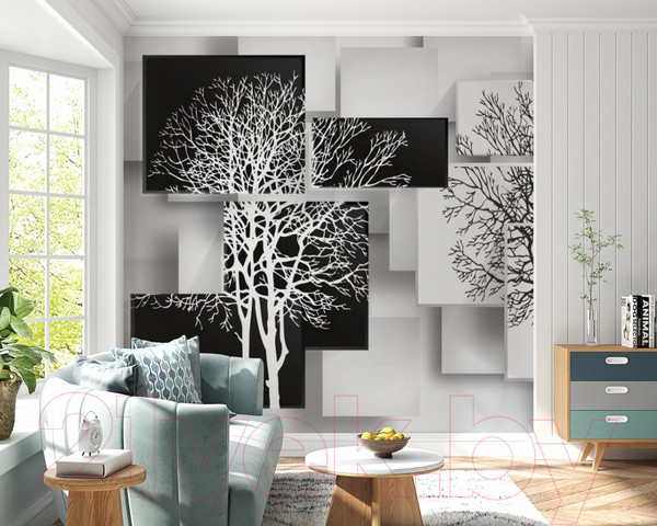 Изображение товара Фотообои листовые ФабрикаФресок 3D Абстракция Дерево Инь-Янь / 933270 (300x270)