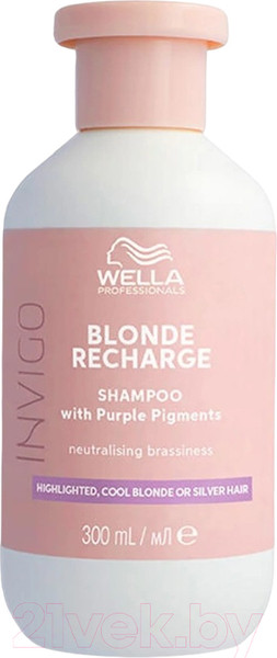 Изображение товара Оттеночный шампунь для волос Wella Professionals Invigo Blonde Recharge Нейтр. желтизны для холодных светлых отт. (300мл)