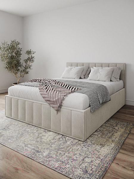 Изображение товара Двуспальная кровать ДСВ Лана 1.6 с подъемным механизмом (бежевый софт)