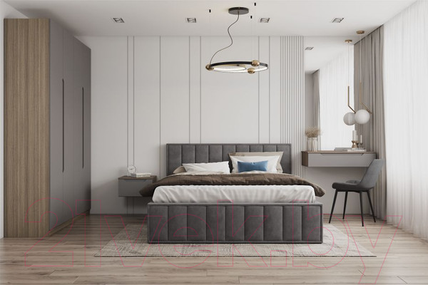 Изображение товара Двуспальная кровать ДСВ Лана 1.6 с подъемным механизмом (графит софт)