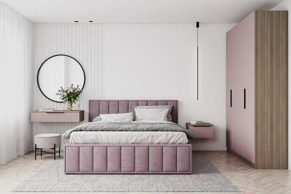 Изображение товара Двуспальная кровать ДСВ Лана 1.6 с подъемным механизмом (пудра)