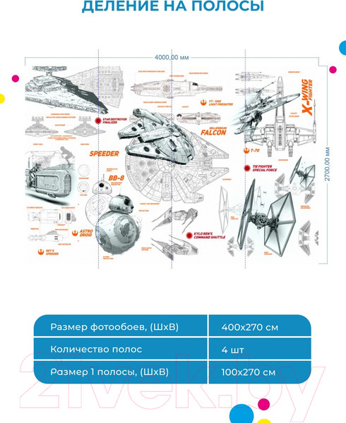 Изображение товара Фотообои листовые ФабрикаФресок Звёздные войны Star Wars Корабли / 964270 (400x270)